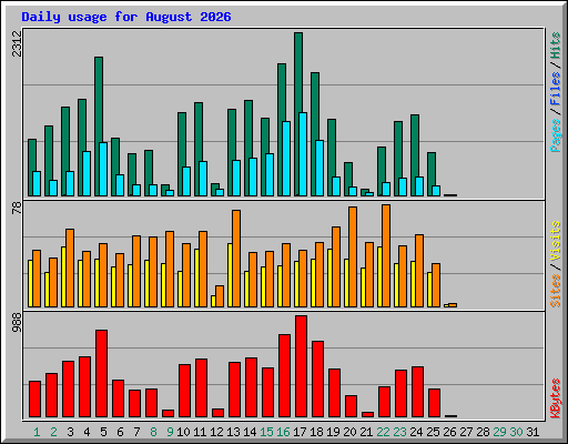 Daily usage for August 2026